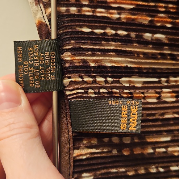 Brown Tie-Dye Pleated Puff Sleeve Button Down Top, Large | Y2K, Boho, Festival - Picture 5 of 10